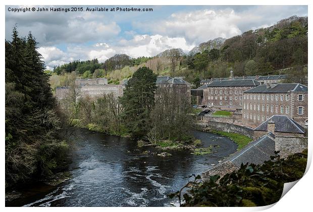  New Lanark and the River Clyde Print by John Hastings