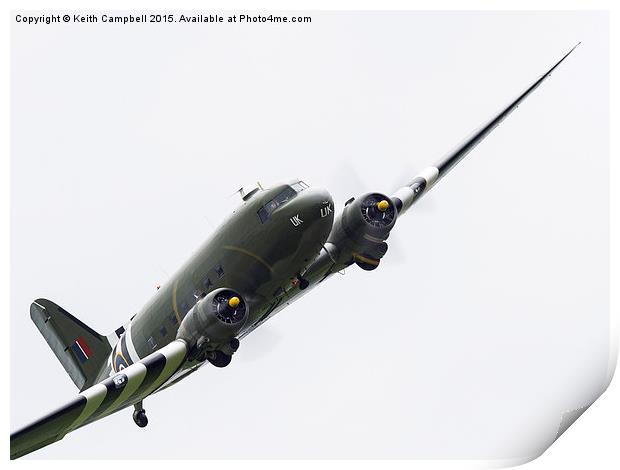 DC3 Dakota ZA947 flypast Print by Keith Campbell