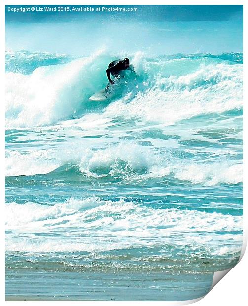  Surfing fun Print by Liz Ward