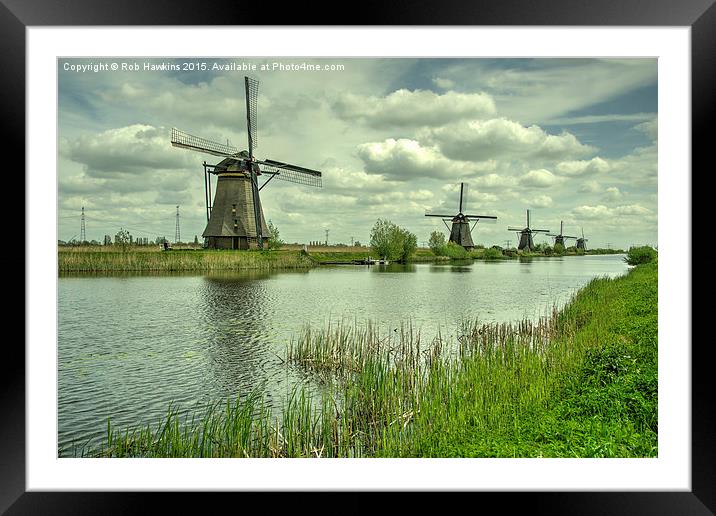  Windpumps of the Kinderdijk Framed Mounted Print by Rob Hawkins
