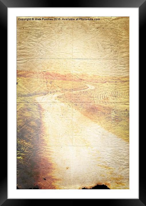 Winding Road Old Paper Texture Background Framed Mounted Print by Mark Purches