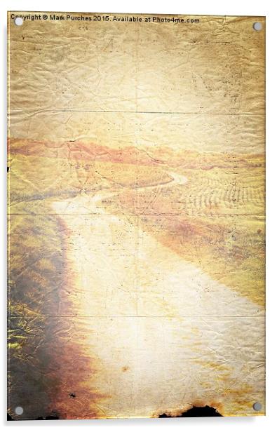 Winding Road Old Paper Texture Background Acrylic by Mark Purches