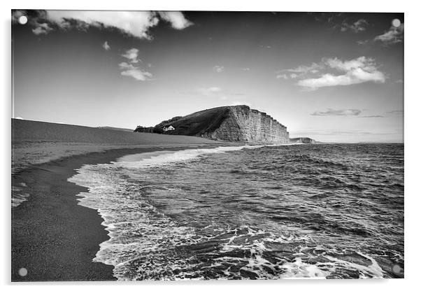 East Cliff in monochrome.   Acrylic by Mark Godden