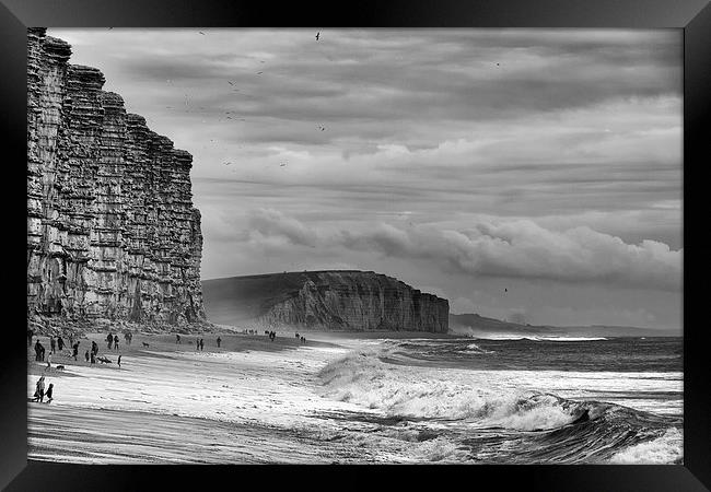  Beach Walk in monochrome.  Framed Print by Mark Godden