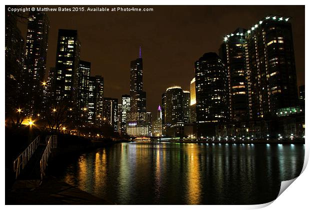  Chicago river reflections Print by Matthew Bates