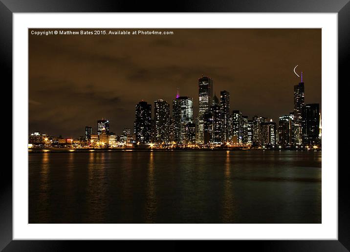  Chicago night-time cityscape Framed Mounted Print by Matthew Bates