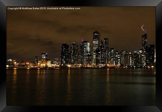  Chicago night-time cityscape Framed Print by Matthew Bates