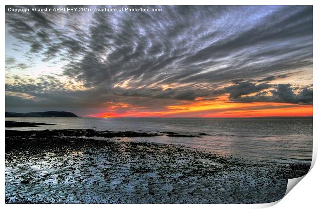  West Somerset Coastline Sunset Print by austin APPLEBY