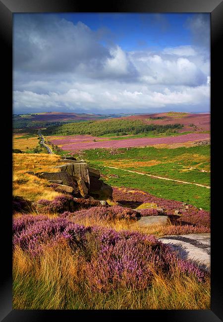 Burbage Rocks and Valley  Framed Print by Darren Galpin