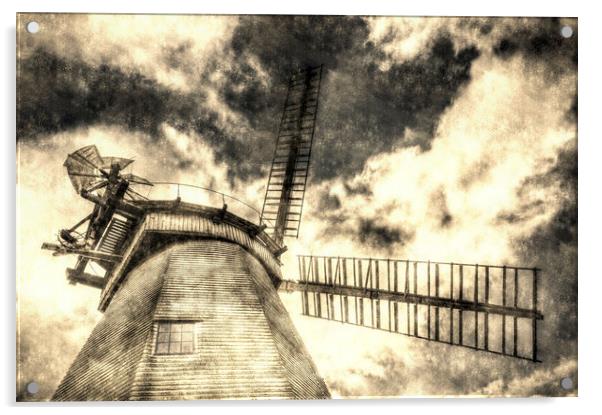 Upminster Windmill Essex Vintage Acrylic by David Pyatt