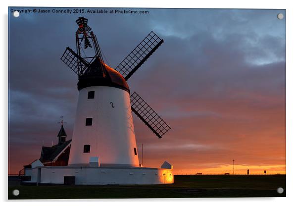  Lytham Windmill Sunset Acrylic by Jason Connolly