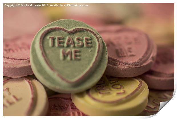  Love Hearts Sweets  Print by Mike parkin