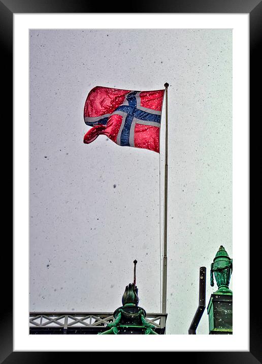  Norwegian Flag Framed Mounted Print by Valerie Paterson