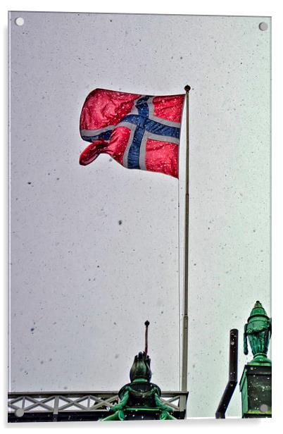  Norwegian Flag Acrylic by Valerie Paterson