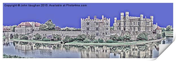 Leeds Castle Panorama Print by John Vaughan