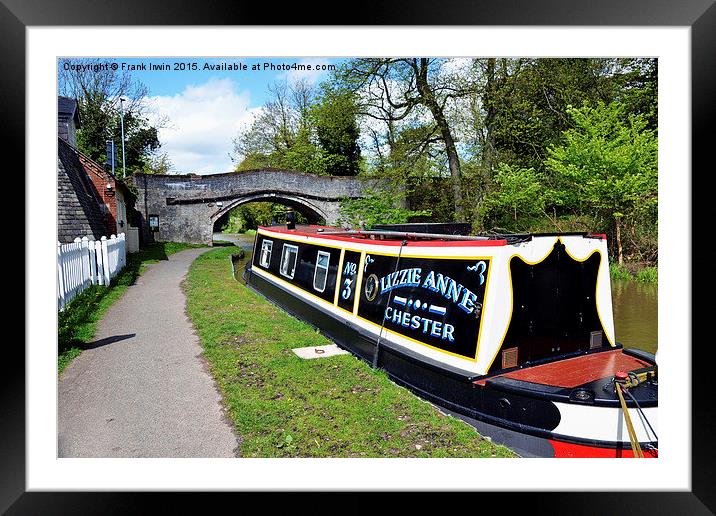  A narrow boat on the Shropshire union canal. Framed Mounted Print by Frank Irwin