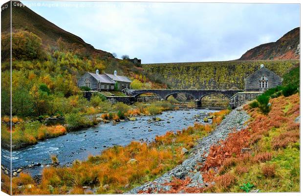  Caban Coch dam in the Elan Valley Canvas Print by Angela Starling