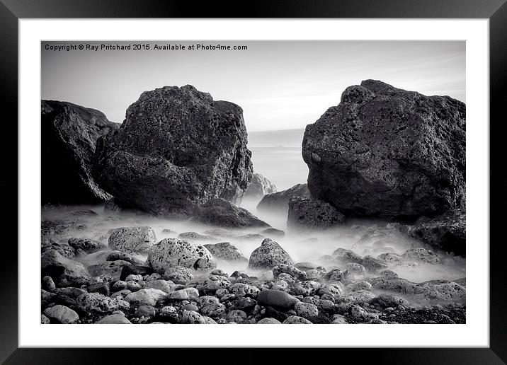  Waves and Rocks Framed Mounted Print by Ray Pritchard