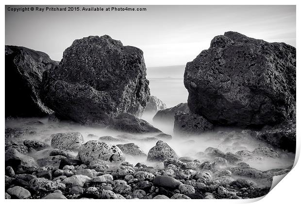  Waves and Rocks Print by Ray Pritchard