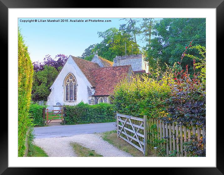  St Marys Church. Turville. Framed Mounted Print by Lilian Marshall