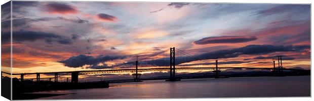  Forth Bridges at Sunset Canvas Print by Tommy Dickson