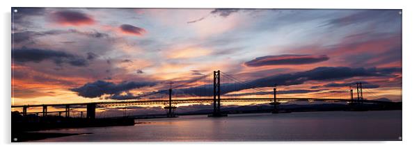  Forth Bridges at Sunset Acrylic by Tommy Dickson