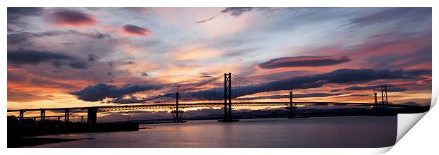  Forth Bridges at Sunset Print by Tommy Dickson