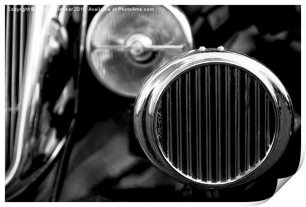Black and White Vintage Car Abstract 2 Print by Natalie Kinnear