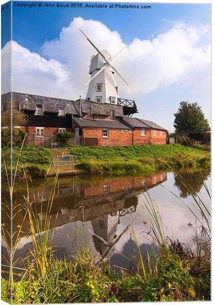 The white smock windmill situated on river Tillin Canvas Print by John Boud