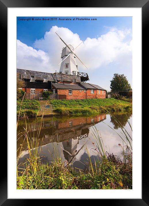  The white smock windmill situated on river Tillin Framed Mounted Print by John Boud