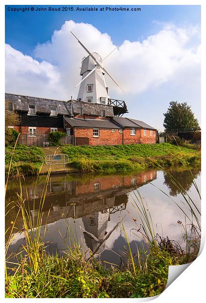  The white smock windmill situated on river Tillin Print by John Boud