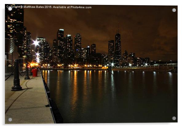 Chicago lake side Acrylic by Matthew Bates