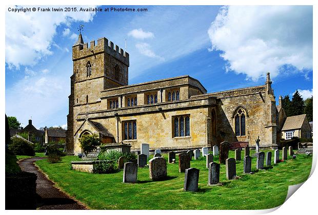 St Lawrence's Church, Bourdon-on-the-Hill, Cotswol Print by Frank Irwin