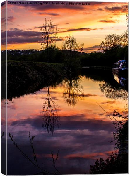  Canal Sunset Canvas Print by Laura Kenny