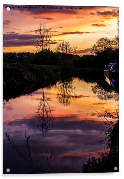  Canal Sunset Acrylic by Laura Kenny
