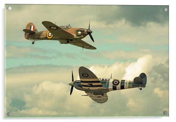  Batle of Britain Spitfire ad Hurricane crossover Acrylic by Andrew Scott