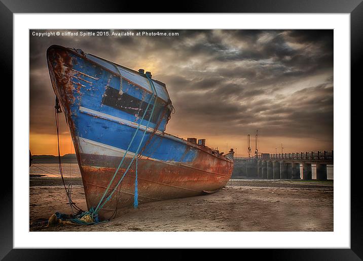  Old rusty ship being broken for scrap Framed Mounted Print by clifford Spittle