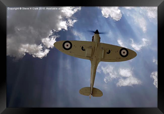  Aces High - Spitfire Vertical Climb Framed Print by Steve H Clark