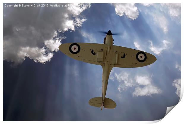  Aces High - Spitfire Vertical Climb Print by Steve H Clark