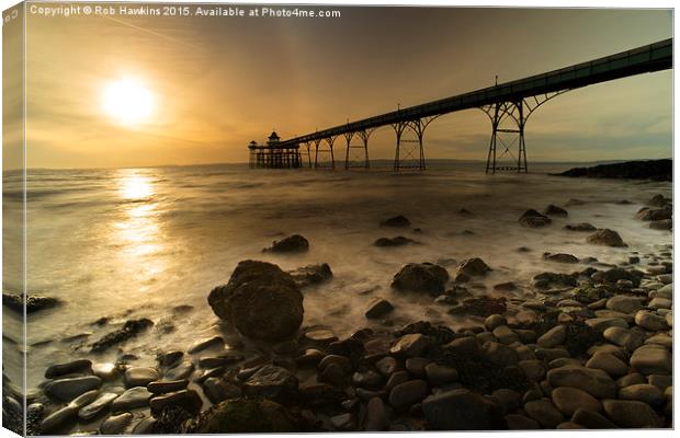  Clevedon Pier Sunset  Canvas Print by Rob Hawkins