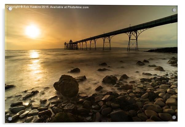  Clevedon Pier Sunset  Acrylic by Rob Hawkins
