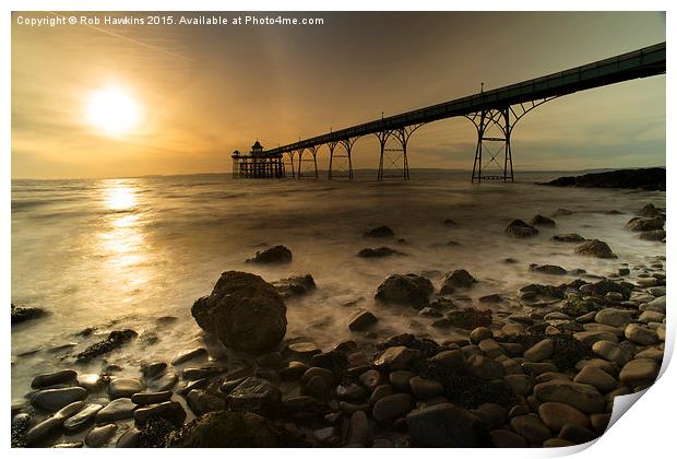  Clevedon Pier Sunset  Print by Rob Hawkins