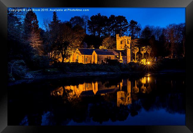 St. Just in Roseland at Night, Cornwall Framed Print by Len Brook