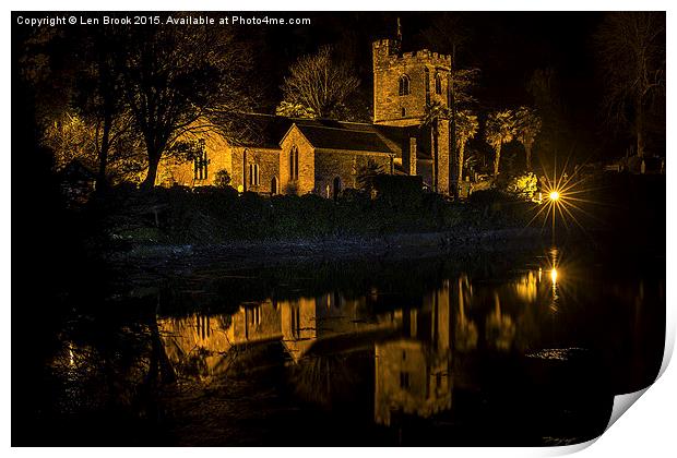 St. Just in Roseland at Night, Cornwall Print by Len Brook