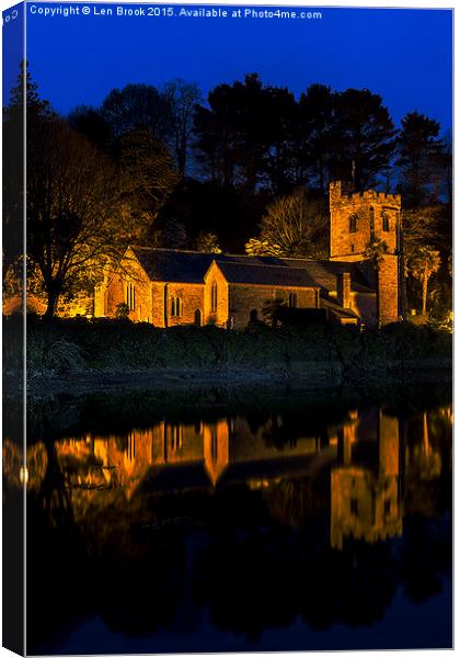 St. Just in Roseland at Night, Cornwall Canvas Print by Len Brook