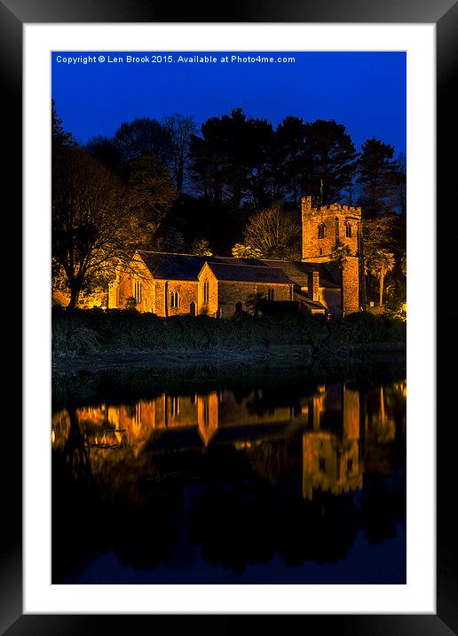 St. Just in Roseland at Night, Cornwall Framed Mounted Print by Len Brook