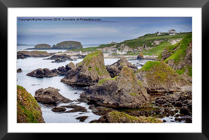  BALLINTOY SEA STACKS Framed Mounted Print by Peter Lennon