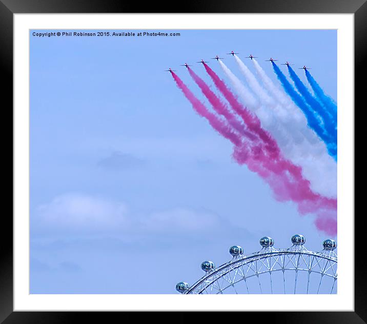  Red Arrows flying over London Eye Framed Mounted Print by Phil Robinson