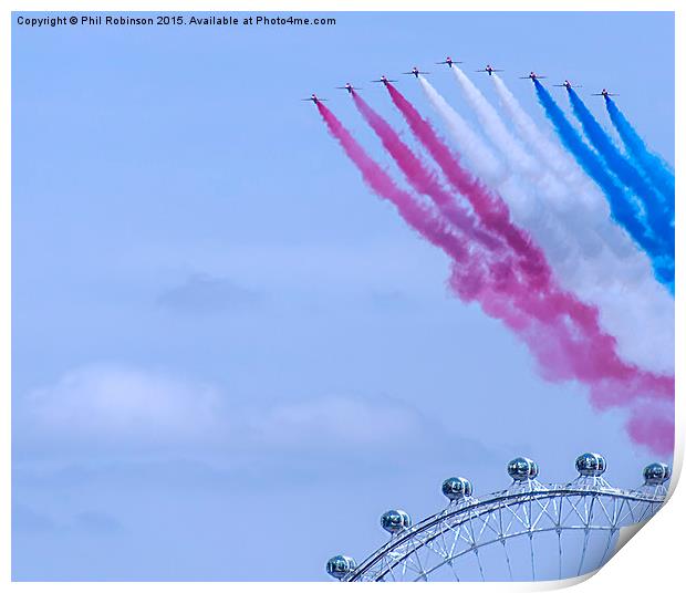 Red Arrows flying over London Eye Print by Phil Robinson