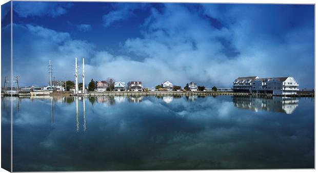  Houses Reflecting In The Bay Canvas Print by Tom and Dawn Gari